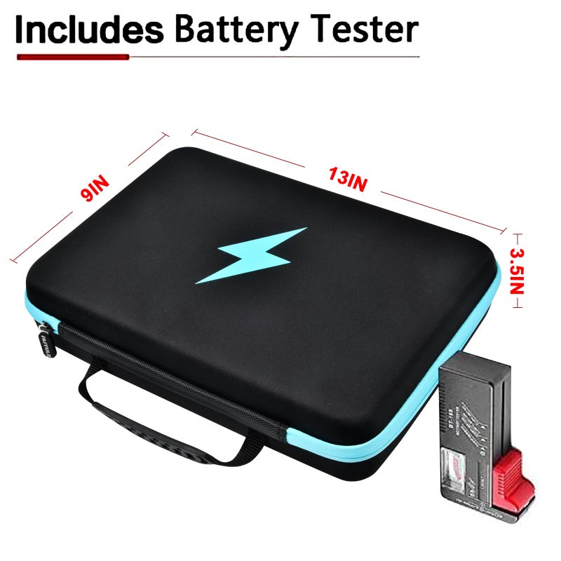 PAIYULE Battery Organizer Storage Case Box with Tester Checker, 220+ Batteries Holder Bag fits for AA AAA AAAA 9V C D Lithium 3V LR44 1.5V CR1632 CR2032 Home Garage Container - Image 4